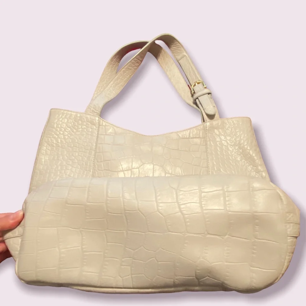 BRAHMIN White Bag Large Shoulder Pebble Off-White - Picture 5 of 13